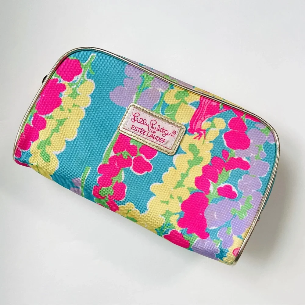 🎯3/$10 Lilly Pulitzer for Estee Lauder Floral Cosmetic Bag Vibrant Multicolor